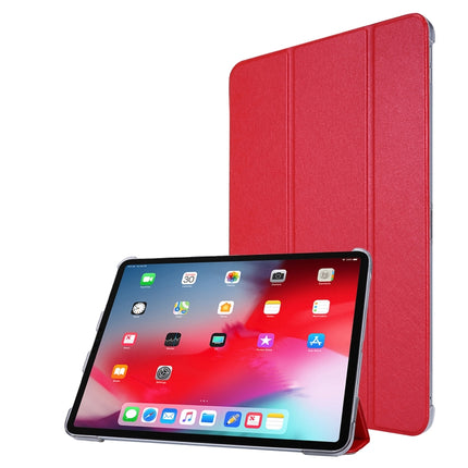 For iPad Pro 11 2022 / 2021 Silk Texture Three-fold Horizontal Flip Leather Tablet Case with Holder & Pen Slot(Red)-garmade.com