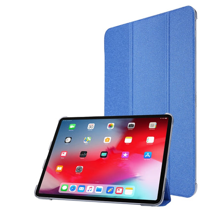 For iPad Pro 11 2022 / 2021 Silk Texture Three-fold Horizontal Flip Leather Tablet Case with Holder & Pen Slot(Blue)-garmade.com