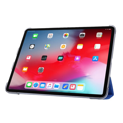 For iPad Pro 11 2022 / 2021 Silk Texture Three-fold Horizontal Flip Leather Tablet Case with Holder & Pen Slot(Blue)-garmade.com