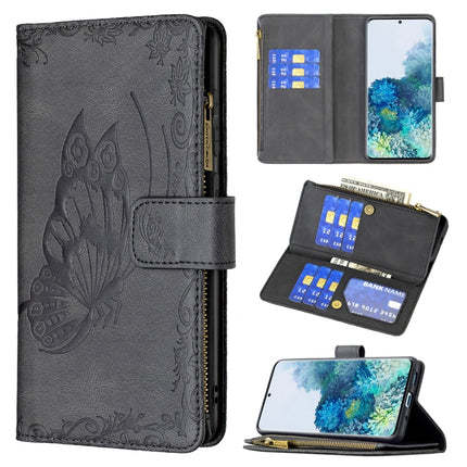 For Samsung Galaxy S20 Plus Flying Butterfly Embossing Pattern Zipper Horizontal Flip Leather Case with Holder & Card Slots & Wallet(Black)-garmade.com