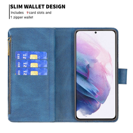 For Samsung Galaxy S21+ 5G Flying Butterfly Embossing Pattern Zipper Horizontal Flip Leather Case with Holder & Card Slots & Wallet(Blue)-garmade.com