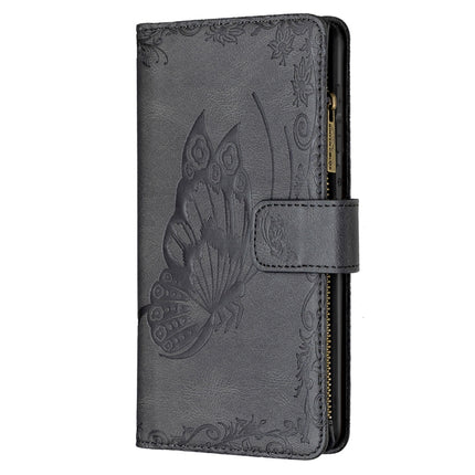 For Samsung Galaxy S21+ 5G Flying Butterfly Embossing Pattern Zipper Horizontal Flip Leather Case with Holder & Card Slots & Wallet(Black)-garmade.com