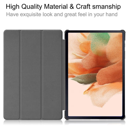 For Samsung Galaxy Tab S7 Lite T730 / T735 / Tab S7 FE T736 Custer Texture Horizontal Flip Leather Case with Three-folding Holder & Sleep / Wake-up Function(Black)-garmade.com