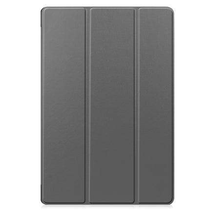 For Samsung Galaxy Tab S7 Lite T730 / T735 / Tab S7 FE T736 Custer Texture Horizontal Flip Leather Case with Three-folding Holder & Sleep / Wake-up Function(Grey)-garmade.com