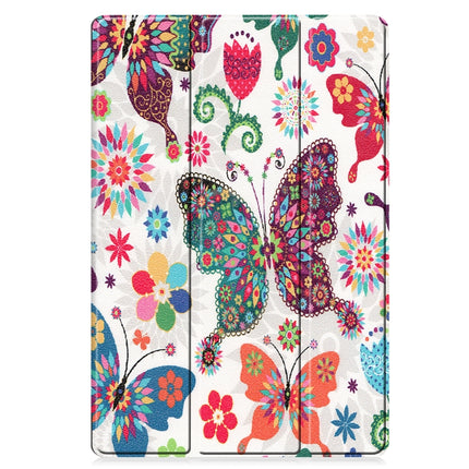 For Samsung Galaxy Tab S7 Lite T730 / T735 / Tab S7 FE T736 Custer Painted PU Leather Case with Sleep / Wake-up Function & 3-Fold Holder(Color Butterfly)-garmade.com