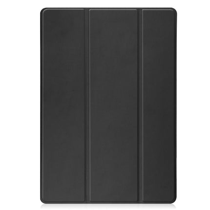 For Samsung Galaxy Tab S7 Lite T730 / T735 / Tab S7 FE T736 Custer Pattern Pure Color TPU Smart Tablet Holster with Sleep Function & 3-Fold Holder & Pen Slot(Black)-garmade.com