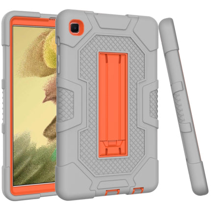 For Samsung Galaxy Tab A7 Lite T220 / T225 Contrast Color Robot Shockproof Silicone + PC Protective Case with Holder(Grey Orange)-garmade.com
