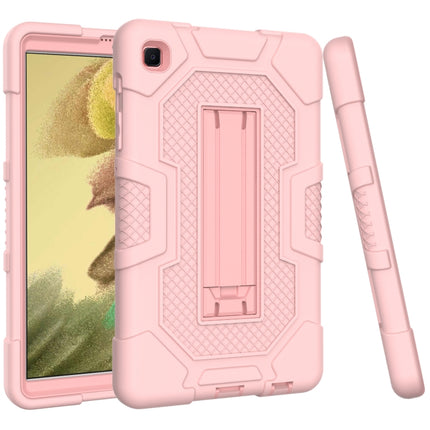 For Samsung Galaxy Tab A7 Lite T220 / T225 Contrast Color Robot Shockproof Silicone + PC Protective Case with Holder(Rose Gold)-garmade.com