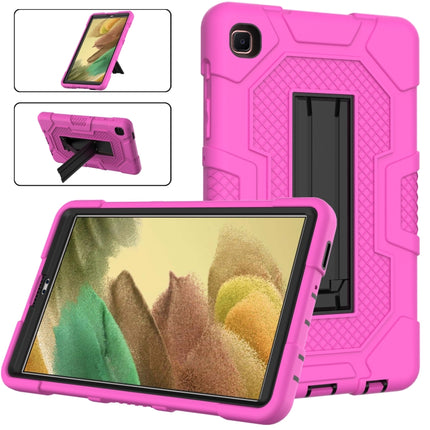 For Samsung Galaxy Tab A7 Lite T220 / T225 Contrast Color Robot Shockproof Silicone + PC Protective Case with Holder(Rose Red Black)-garmade.com