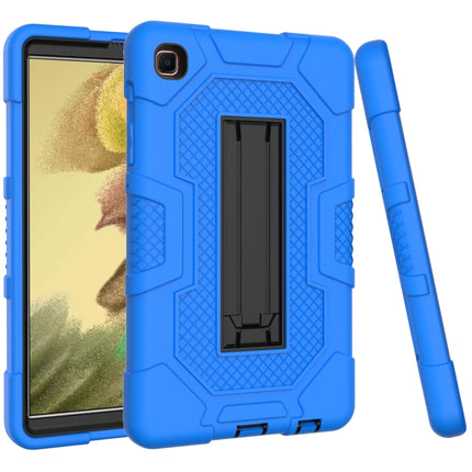 For Samsung Galaxy Tab A7 Lite T220 / T225 Contrast Color Robot Shockproof Silicone + PC Protective Case with Holder(Dark Blue Black)-garmade.com