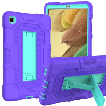 For Samsung Galaxy Tab A7 Lite T220 / T225 Contrast Color Robot Shockproof Silicone + PC Protective Case with Holder(Purple Mint Green)-garmade.com