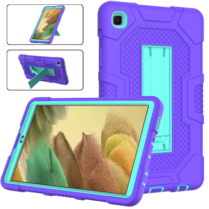 For Samsung Galaxy Tab A7 Lite T220 / T225 Contrast Color Robot Shockproof Silicone + PC Protective Case with Holder(Purple Mint Green)-garmade.com