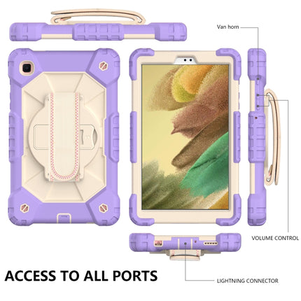 For Samsung Galaxy Tab A7 Lite T220 / T225 Contrast Color Robot Shockproof Silicon + PC Protective Case with Holder & Shoulder Strap(Purple Beige)-garmade.com