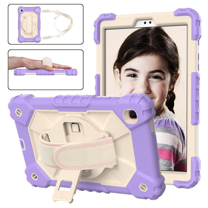 For Samsung Galaxy Tab A7 Lite T220 / T225 Contrast Color Robot Shockproof Silicon + PC Protective Case with Holder & Shoulder Strap(Purple Beige)-garmade.com