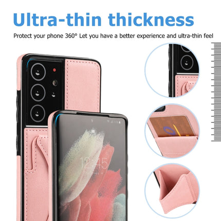 For Samsung Galaxy S21 Ultra 5G Ultra-thin Shockproof Protective Case with Holder(Rose Gold)-garmade.com