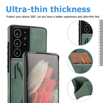 For Samsung Galaxy S21 Ultra 5G Ultra-thin Shockproof Protective Case with Holder(Green)-garmade.com