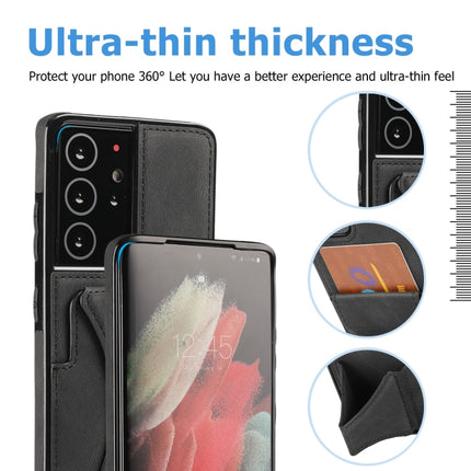 For Samsung Galaxy S21 Ultra 5G Ultra-thin Shockproof Protective Case with Holder(Black)-garmade.com