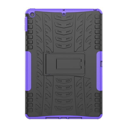 For iPad 10.2 Tire Texture TPU + PC Shockproof Case with Holder(Purple)-garmade.com