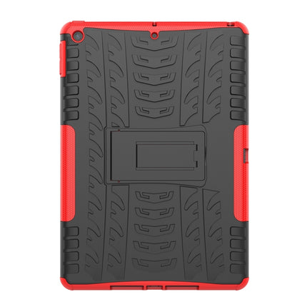 For iPad 10.2 Tire Texture TPU + PC Shockproof Case with Holder(Red)-garmade.com