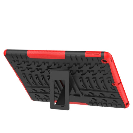 For iPad 10.2 Tire Texture TPU + PC Shockproof Case with Holder(Red)-garmade.com