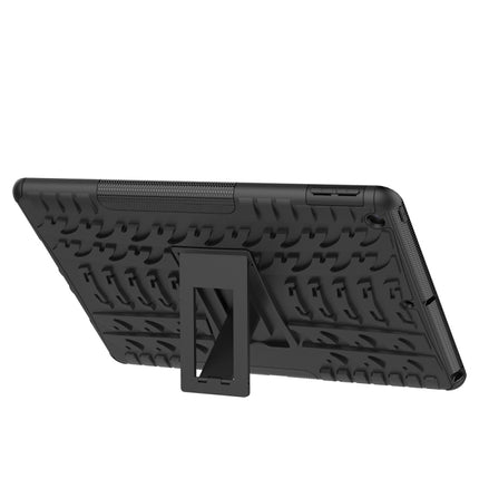 For iPad 10.2 Tire Texture TPU + PC Shockproof Case with Holder(Black)-garmade.com