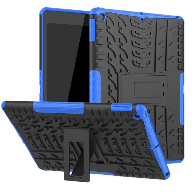 For iPad 10.2 Tire Texture TPU + PC Shockproof Case with Holder(Blue)-garmade.com