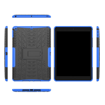 For iPad 10.2 Tire Texture TPU + PC Shockproof Case with Holder(Blue)-garmade.com