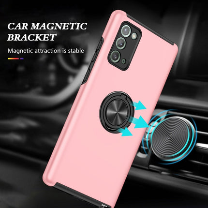 For Samsung Galaxy Note20 PC + TPU Shockproof Magnetic Protective Case with Invisible Ring Holder(Rose Gold)-garmade.com