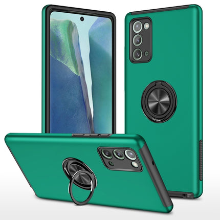 For Samsung Galaxy Note20 PC + TPU Shockproof Magnetic Protective Case with Invisible Ring Holder(Dark Green)-garmade.com