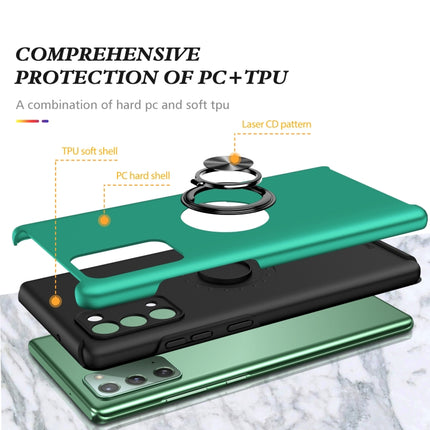 For Samsung Galaxy Note20 PC + TPU Shockproof Magnetic Protective Case with Invisible Ring Holder(Dark Green)-garmade.com