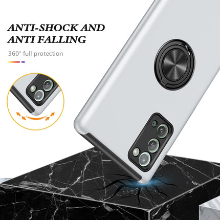 For Samsung Galaxy Note20 PC + TPU Shockproof Magnetic Protective Case with Invisible Ring Holder(Silver)-garmade.com