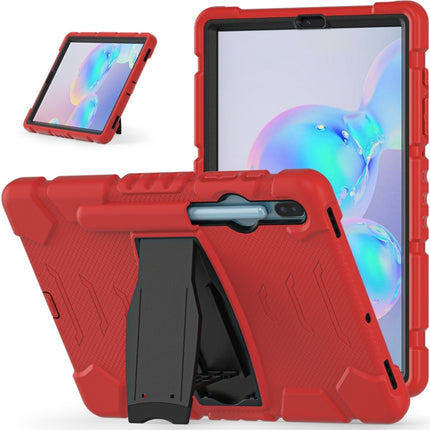 For Samsung Galaxy Tab S6 T860 3-Layer Protection Screen Frame + PC + Silicone Shockproof Combination Case with Holder(Red+Black)-garmade.com