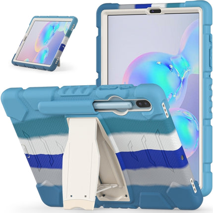 For Samsung Galaxy Tab S6 T860 3-Layer Protection Screen Frame + PC + Silicone Shockproof Combination Case with Holder(Colorful Blue)-garmade.com