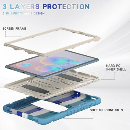 For Samsung Galaxy Tab S6 T860 3-Layer Protection Screen Frame + PC + Silicone Shockproof Combination Case with Holder(Colorful Blue)-garmade.com