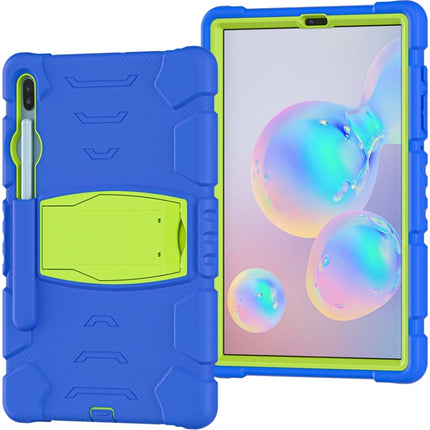 For Samsung Galaxy Tab S6 T860 3-Layer Protection Screen Frame + PC + Silicone Shockproof Combination Case with Holder(Blue+Lime)-garmade.com