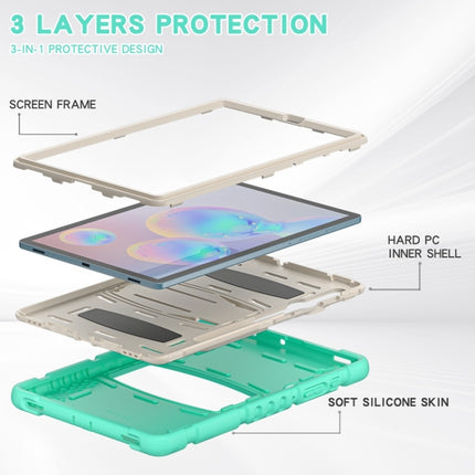 For Samsung Galaxy Tab S6 T860 3-Layer Protection Screen Frame + PC + Silicone Shockproof Combination Case with Holder(Mint Green)-garmade.com