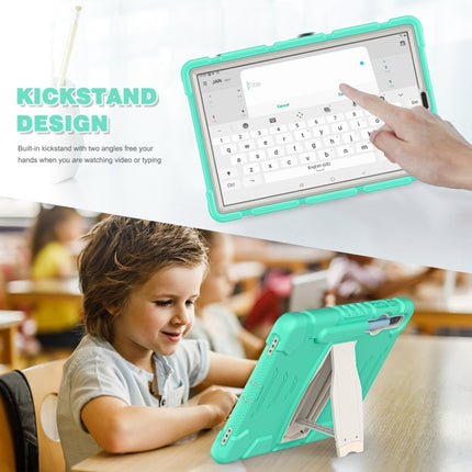 For Samsung Galaxy Tab S6 T860 3-Layer Protection Screen Frame + PC + Silicone Shockproof Combination Case with Holder(Mint Green)-garmade.com