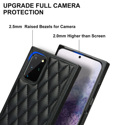 For Samsung Galaxy S20 Elegant Rhombic Pattern Microfiber Leather +TPU Shockproof Case with Crossbody Strap Chain(Black)-garmade.com