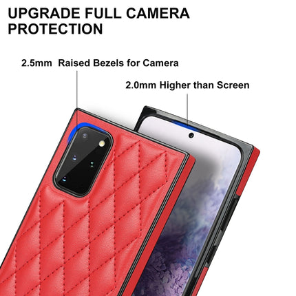 For Samsung Galaxy S20 Elegant Rhombic Pattern Microfiber Leather +TPU Shockproof Case with Crossbody Strap Chain(Red)-garmade.com