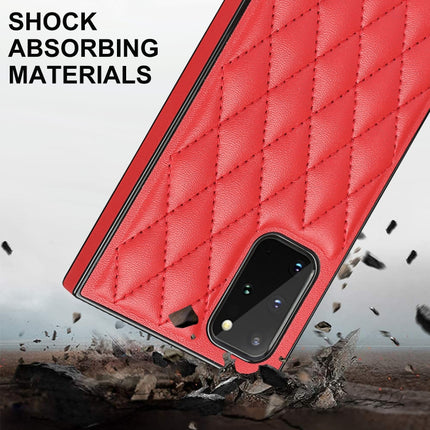 For Samsung Galaxy S20 Elegant Rhombic Pattern Microfiber Leather +TPU Shockproof Case with Crossbody Strap Chain(Red)-garmade.com