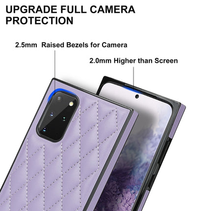 For Samsung Galaxy S20 Elegant Rhombic Pattern Microfiber Leather +TPU Shockproof Case with Crossbody Strap Chain(Purple)-garmade.com