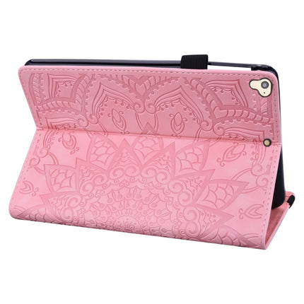 For iPad Pro 9.7 inch Calf Pattern Double Folding Design Embossed Leather Case with Holder & Card Slots & Pen Slot & Elastic Band(Pink)-garmade.com