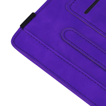 For iPad Pro 9.7 inch Calf Pattern Double Folding Design Embossed Leather Case with Holder & Card Slots & Pen Slot & Elastic Band(Purple)-garmade.com