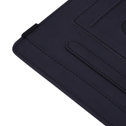 For iPad 10.2 2021 / 2020 / 2019 Calf Pattern Double Folding Design Embossed Leather Case with Holder & Card Slots & Pen Slot & Elastic Band(Black)-garmade.com