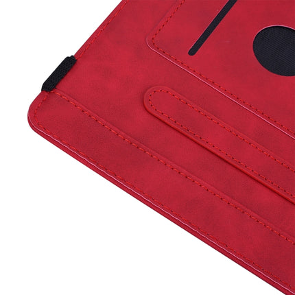 For iPad 10.2 2021 / 2020 / 2019 Calf Pattern Double Folding Design Embossed Leather Case with Holder & Card Slots & Pen Slot & Elastic Band(Red)-garmade.com