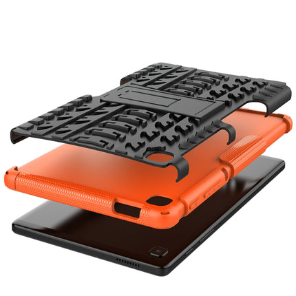 For Samsung Galaxy Tab A7 Lite Tire Texture Shockproof TPU+PC Protective Case with Holder(Orange)-garmade.com