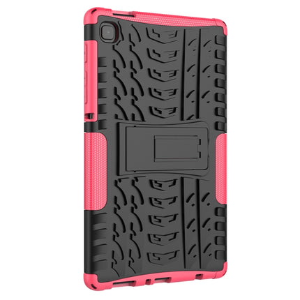 For Samsung Galaxy Tab A7 Lite Tire Texture Shockproof TPU+PC Protective Case with Holder(Pink)-garmade.com