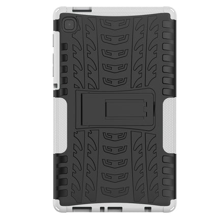 For Samsung Galaxy Tab A7 Lite Tire Texture Shockproof TPU+PC Protective Case with Holder(White)-garmade.com