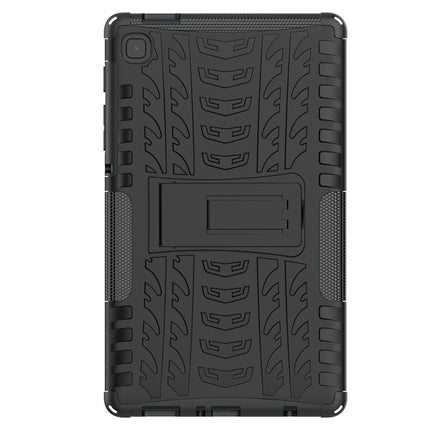 For Samsung Galaxy Tab A7 Lite Tire Texture Shockproof TPU+PC Protective Case with Holder(Black)-garmade.com