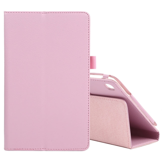 For Samsung Galaxy Tab A7 Lite T220 / T225 Litchi Texture Solid Color Horizontal Flip Leather Case with Holder & Pen Slot(Pink)-garmade.com